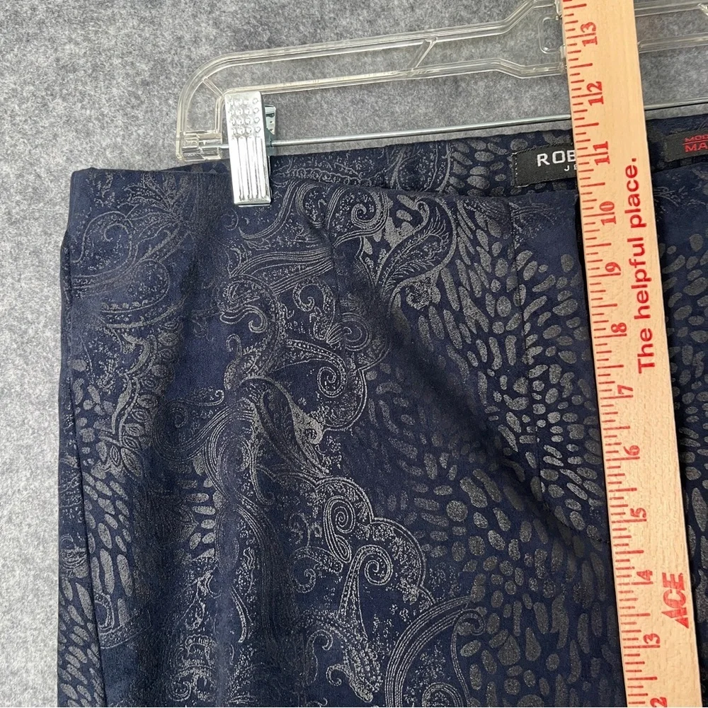 ROBELL Marie Slim Fit Trousers Paisley Jacquard Dark Blue Women's Size US 14
